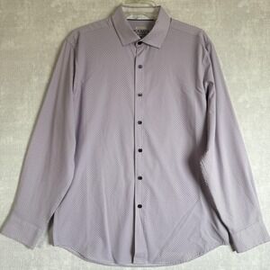 Jos A Bank Traveler Motion Shirt Mens Medium Tailored Fit Stretch Geo‎ Print